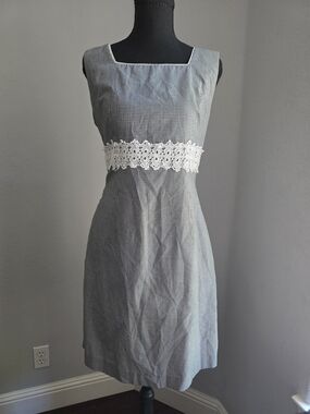 Vintage Y2K Gingham Square Neck Lace Waist Sundress Size 12